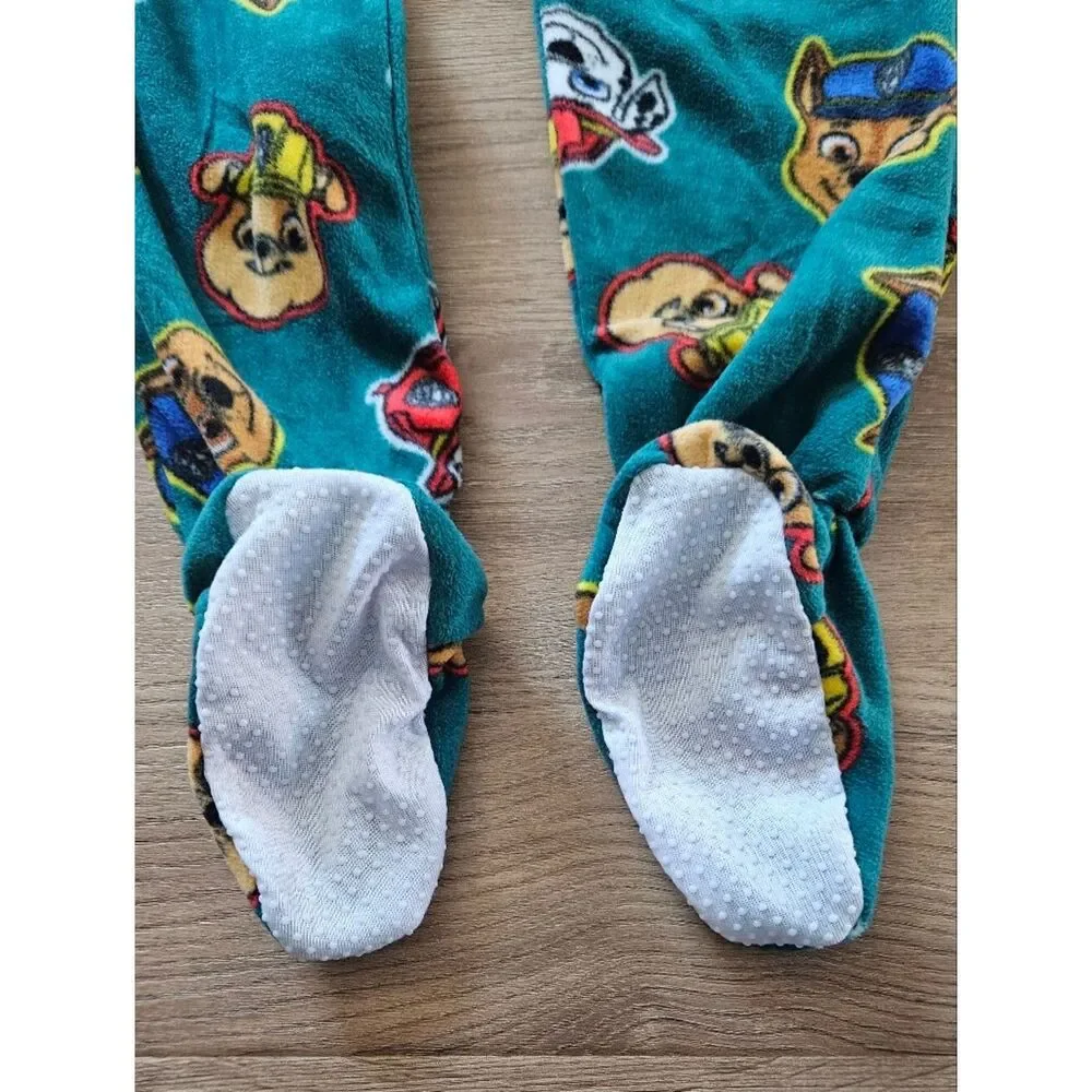 Paw Patrol Teal Kids One-Piece Footed Pajamas Size 4T
